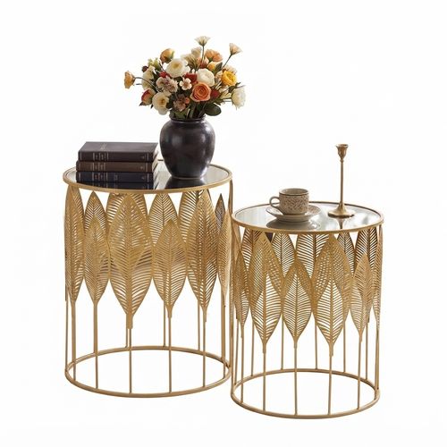 Homebeez Gold Nesting Tables, Set of 2