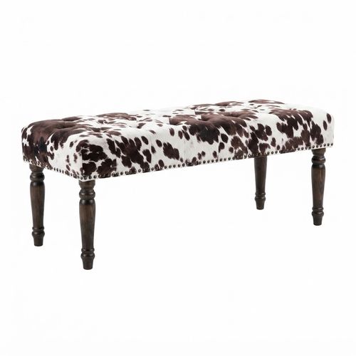 Homebeez 39.4-inch Cow Print Upholstered Bench