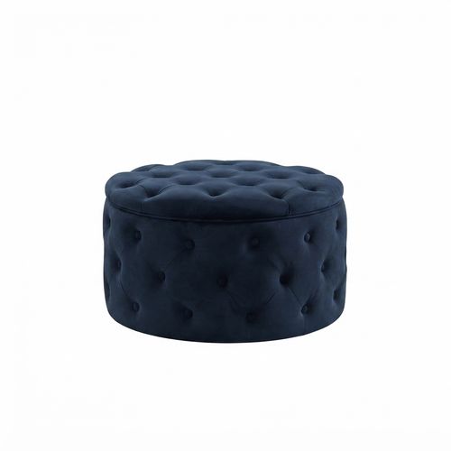 Homebeez 24.8-inch Round Velvet Storage Ottoman