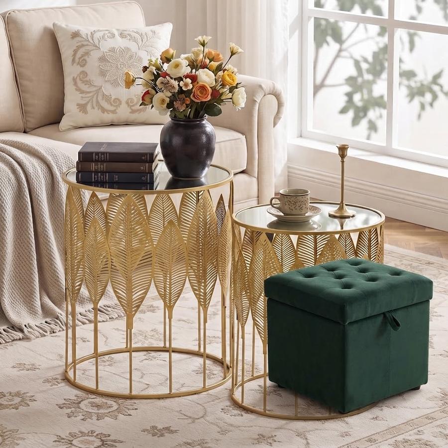 Homebeez Gold Nesting Tables, Set of 2