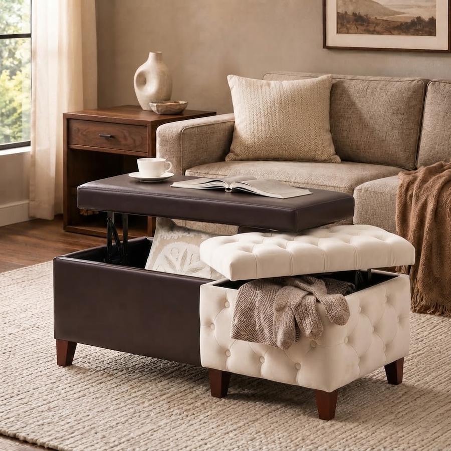 Homebeez 42-inch Lift-Top Storage Ottoman Bench