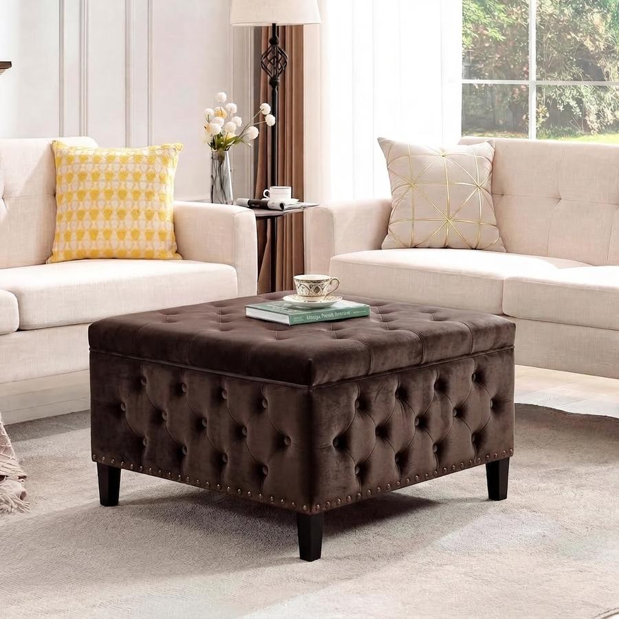 Homebeez Square Faux Leather Storage Ottoman